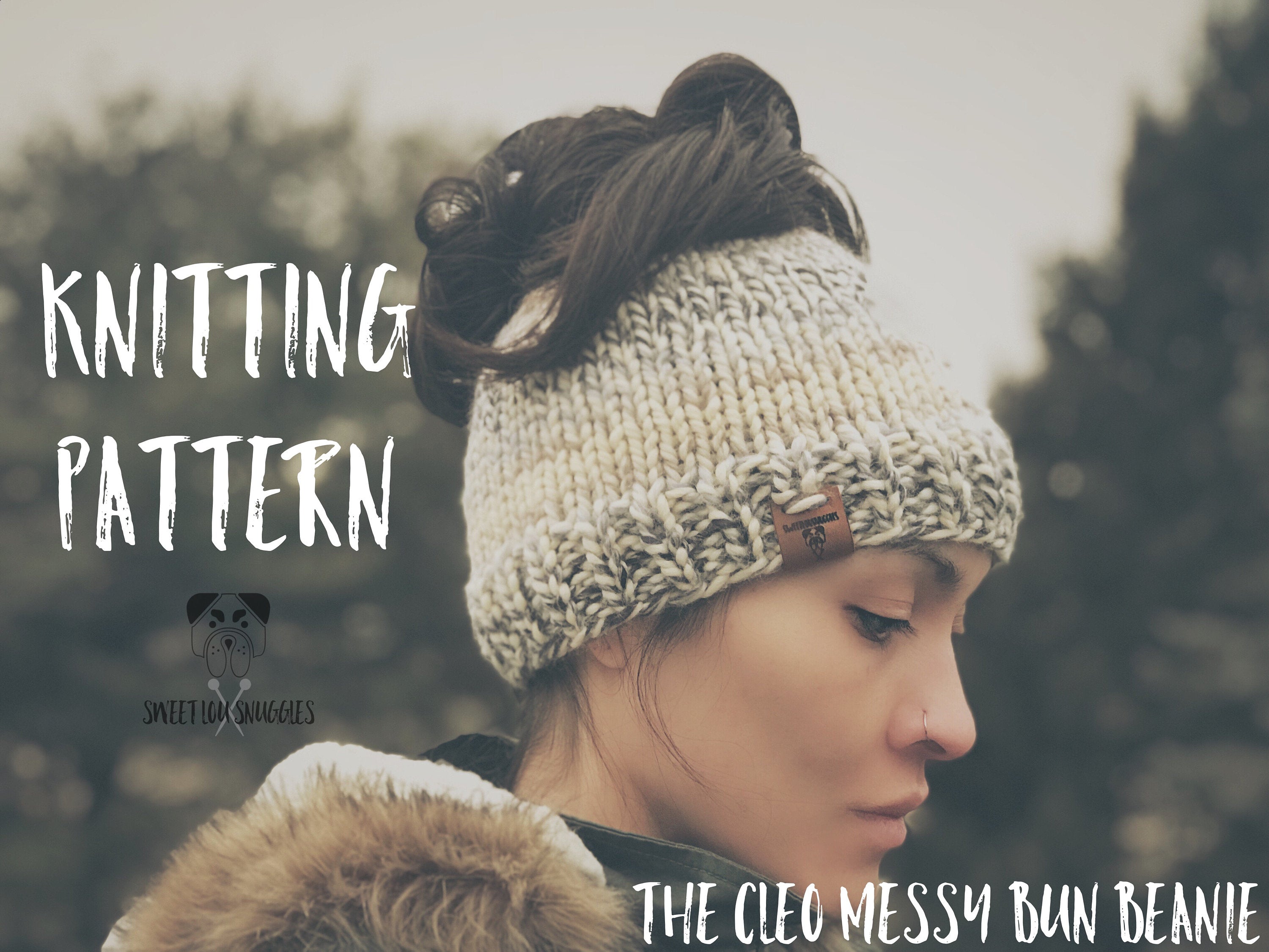 The Cleo Messy Bun Beanie KNITTING PATTERN – Sweet Lou Snuggles